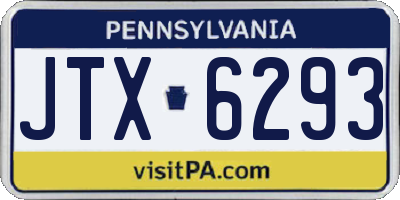 PA license plate JTX6293