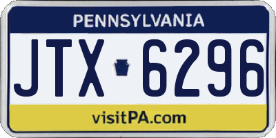 PA license plate JTX6296
