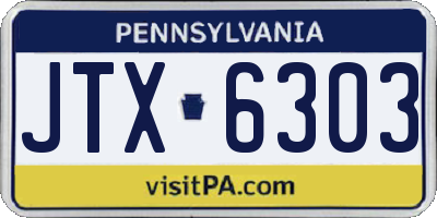 PA license plate JTX6303