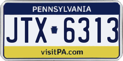 PA license plate JTX6313