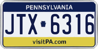 PA license plate JTX6316