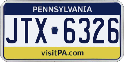 PA license plate JTX6326