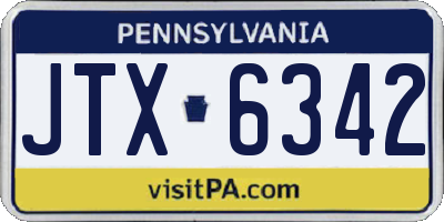 PA license plate JTX6342