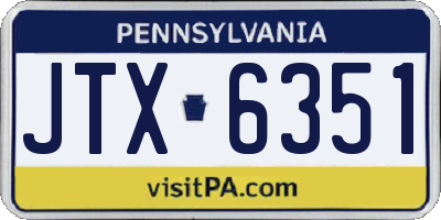 PA license plate JTX6351