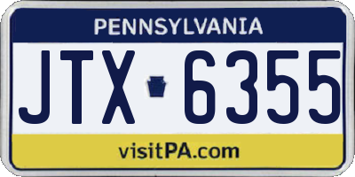PA license plate JTX6355