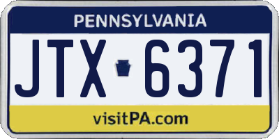 PA license plate JTX6371