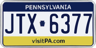 PA license plate JTX6377