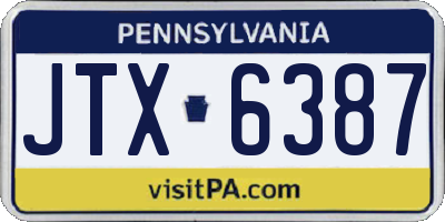 PA license plate JTX6387