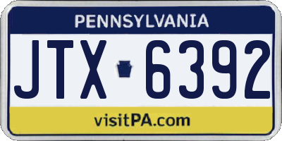 PA license plate JTX6392