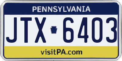 PA license plate JTX6403