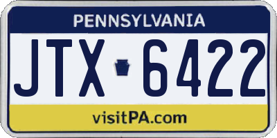 PA license plate JTX6422