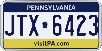 PA license plate JTX6423
