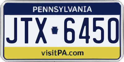 PA license plate JTX6450