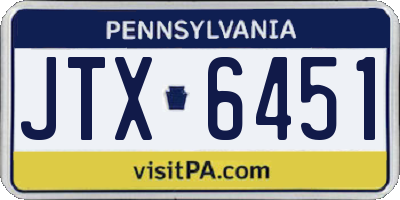 PA license plate JTX6451