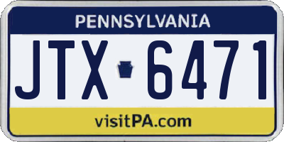 PA license plate JTX6471
