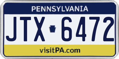 PA license plate JTX6472