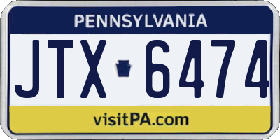 PA license plate JTX6474