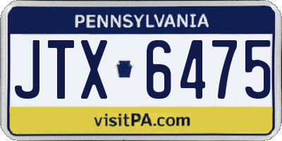 PA license plate JTX6475