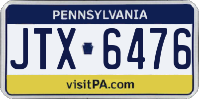 PA license plate JTX6476