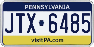 PA license plate JTX6485