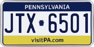 PA license plate JTX6501
