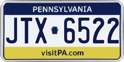 PA license plate JTX6522