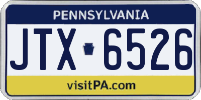 PA license plate JTX6526