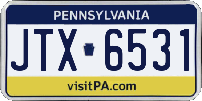 PA license plate JTX6531