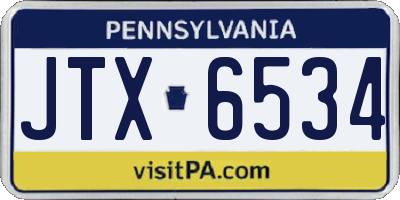 PA license plate JTX6534