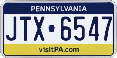 PA license plate JTX6547