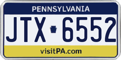 PA license plate JTX6552