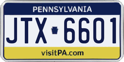 PA license plate JTX6601