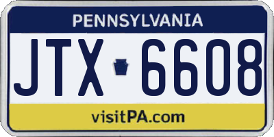 PA license plate JTX6608