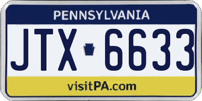 PA license plate JTX6633