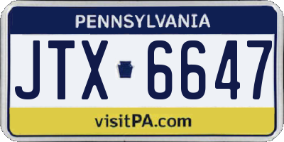 PA license plate JTX6647