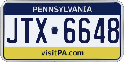 PA license plate JTX6648