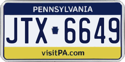 PA license plate JTX6649