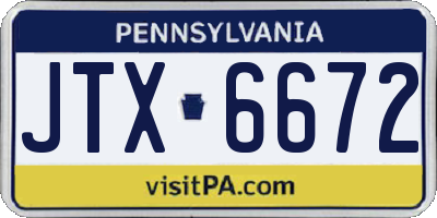 PA license plate JTX6672