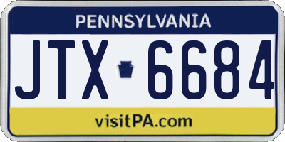 PA license plate JTX6684