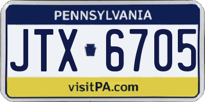 PA license plate JTX6705