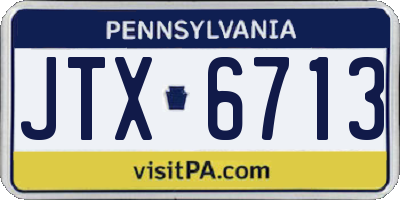 PA license plate JTX6713