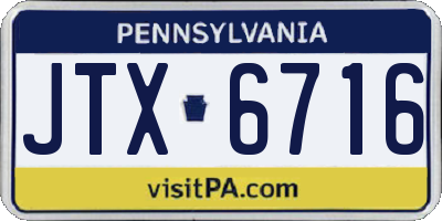 PA license plate JTX6716