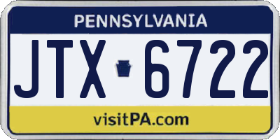 PA license plate JTX6722