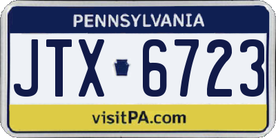 PA license plate JTX6723