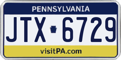 PA license plate JTX6729