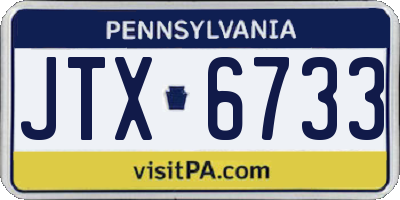 PA license plate JTX6733