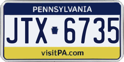 PA license plate JTX6735