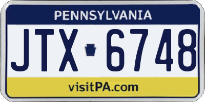 PA license plate JTX6748