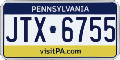 PA license plate JTX6755