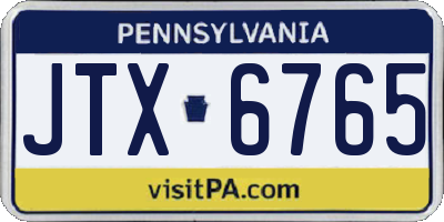 PA license plate JTX6765